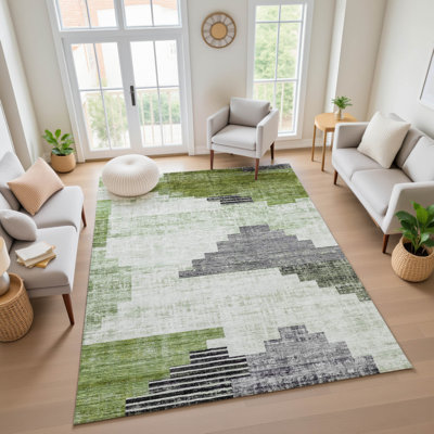 Premium Machine Washable Ashington AMF1829 Geometric Rug