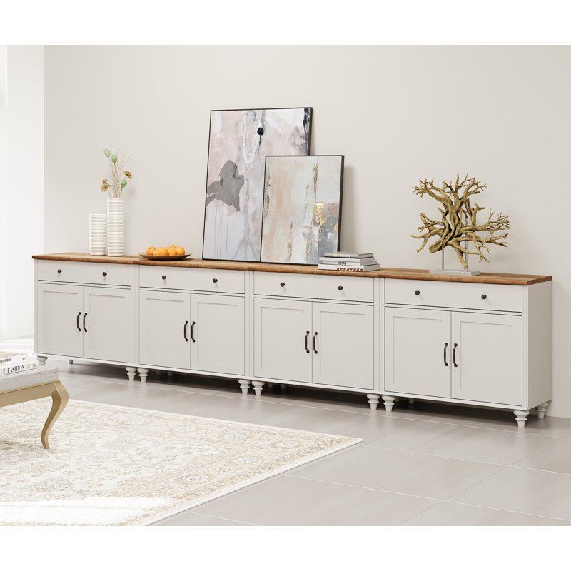 Buffet de 135,4 po Scarlett, Blanc / Brun
