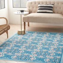 Waverly Sun N' Shade Shore Thing Ivory Blue 10' x 13' Area Rug