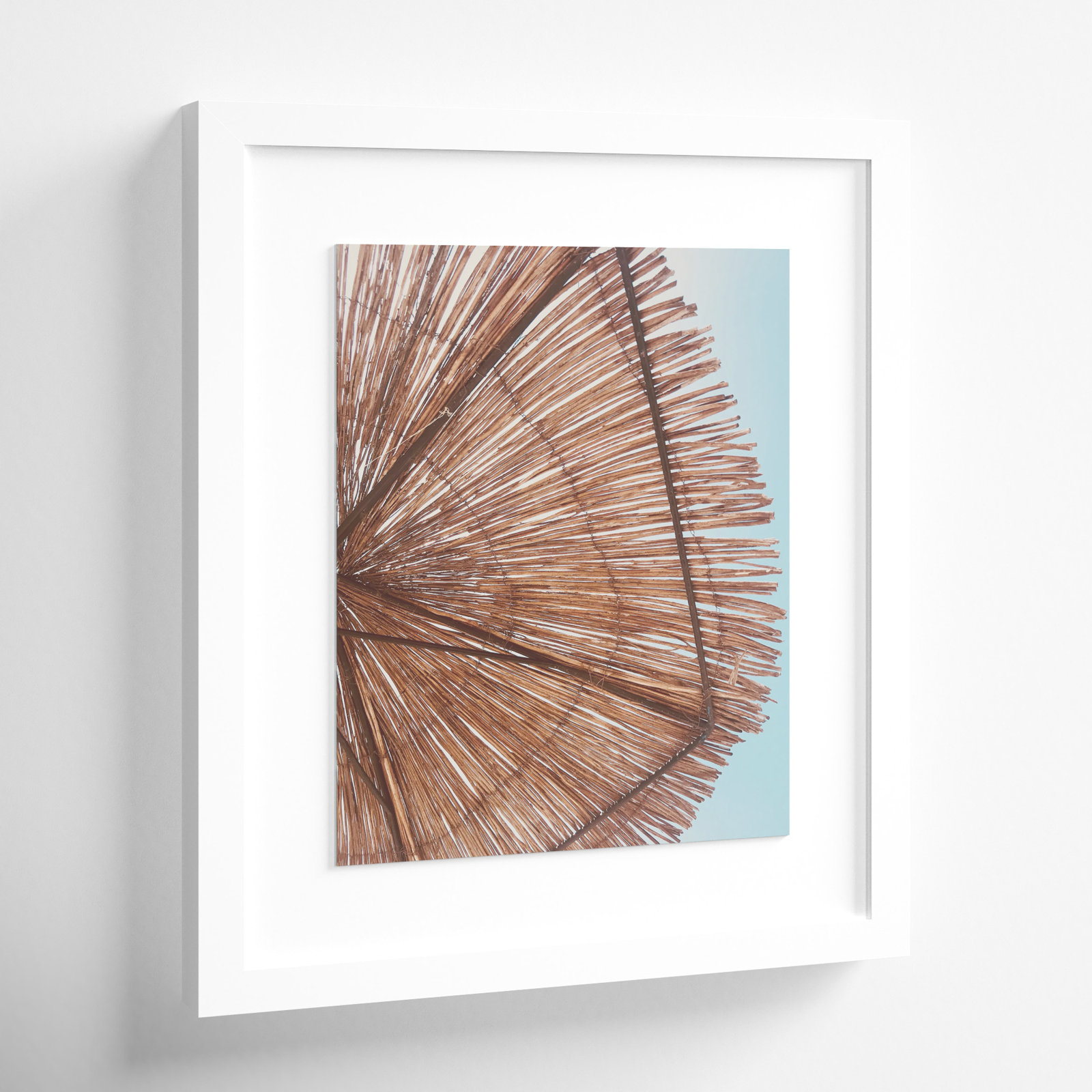 Rosy Straw Umbrella - Picture Frame Photograph, 25.50" H x 21.50" W x 1.25" D, Satin White