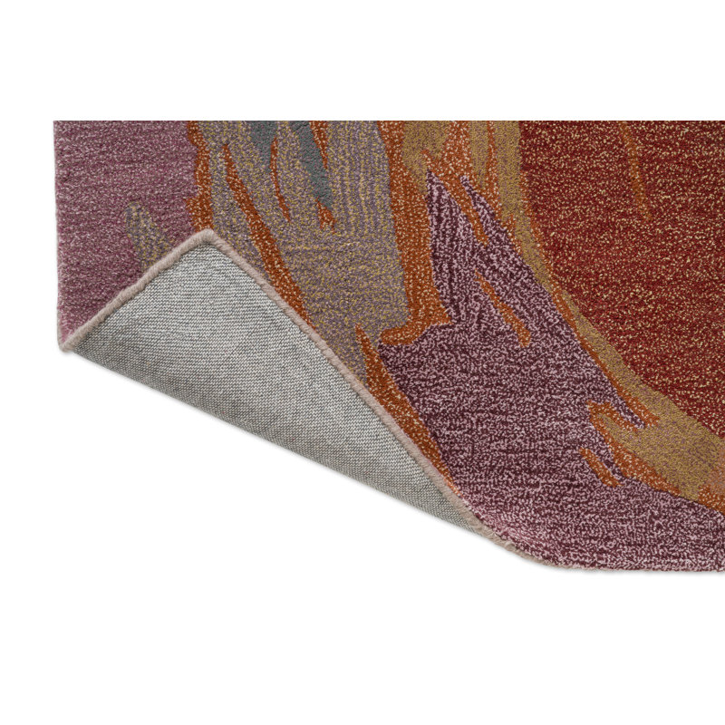 Saltillo Handmade Wool Abstract Area Rug, Rosewood, Rectangle 6'7 x 9'2