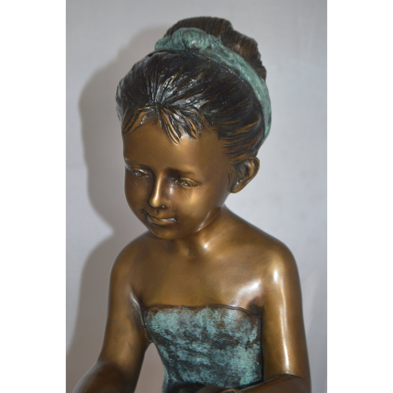 Dancer With Rose Bronze Statue -  Size: 15"L X 17"W X 26"H.