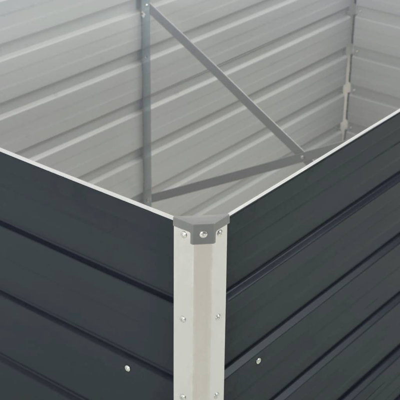 Raised Garden Bed Anthracite Galvanized Steel 63.0" x 31.5" x 17.7" Outdoor Garden, 63" H x 31.5" W x 17.7" D
