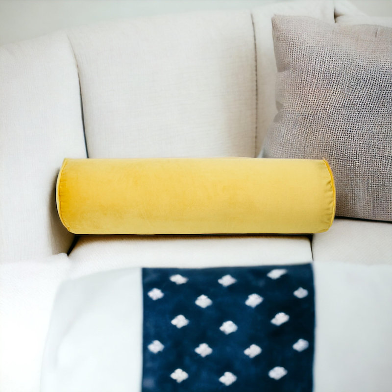 Housse de coussin en velours, H 6 po x l 16 po, Jaune