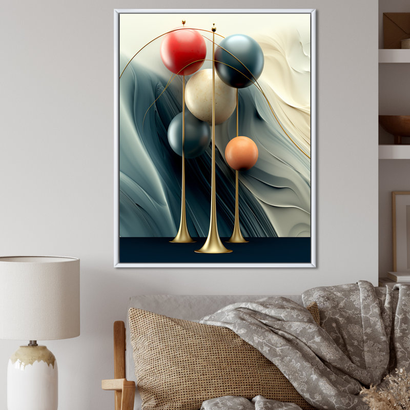 Otherworldly Blessings Retro Abstract On Canvas Print, 32" H x 16" W x 1" D, White Floater Framed