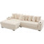 Canapé modulaire en L 110,75 po, canapé modulaire en velours côtelé, avec repose-pieds mobile, porte-gobelets, 8 coussins décoratifs, poche latérale, déplier dans un lit, beige-1709417259