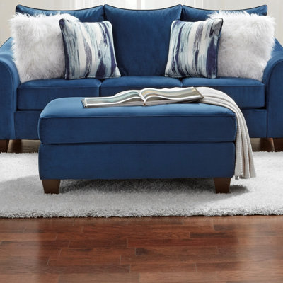 Bleu marine avec plateau - Revêtement, pieds, motif géométrique, forme rectangulaire pour le salon en tissu uni