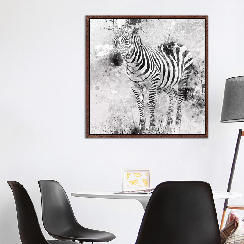 Zebra I by Carol Robinson - Print on Canvas, Classic Brown Wood Framed, 45.72 cm H x 45.72 cm W x 3.175 cm D