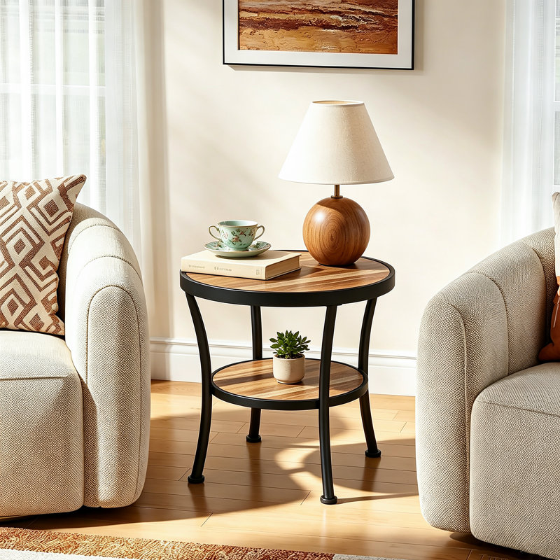 Aderes Side Table with Storage, Brown/Black