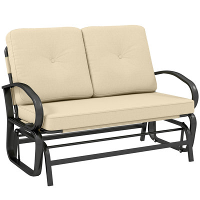 Banc d'extérieur coulissant en métal avec coussins