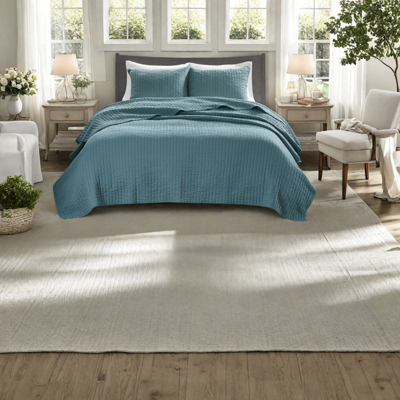 Ensembles de literie confortables en microfibre bleu sarcelle, style campagnard pour toutes les saisons