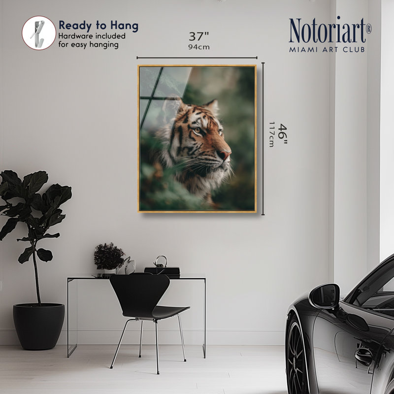 «Jungle King», impression murale de salon par Notoriart, prête à être accrochée, 16 x 20, 46"H x 37"W, Gold Frame