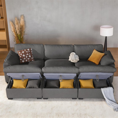 120" Cloud Modular Sectional Sofa Oversized Down Feather Filled, Comfy Upholstered Deep Seat Couch For Living Room, Convertible Sleeper Sofa Bed With Washable & Replaceable Covers