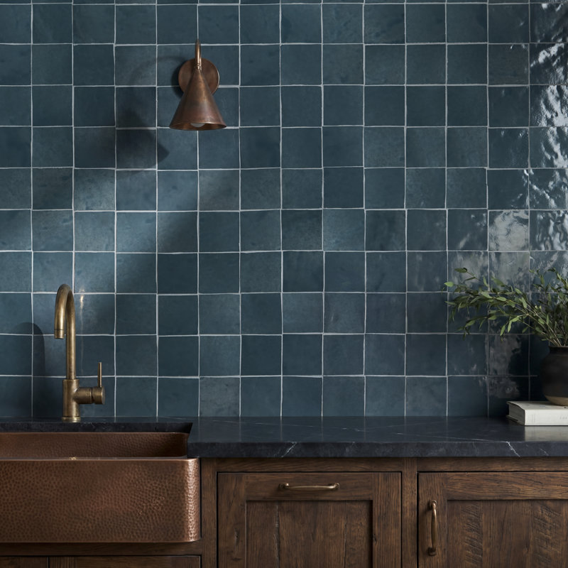 Virello 4x4 Glossy Ceramic Wall Tile, Coastal Blue