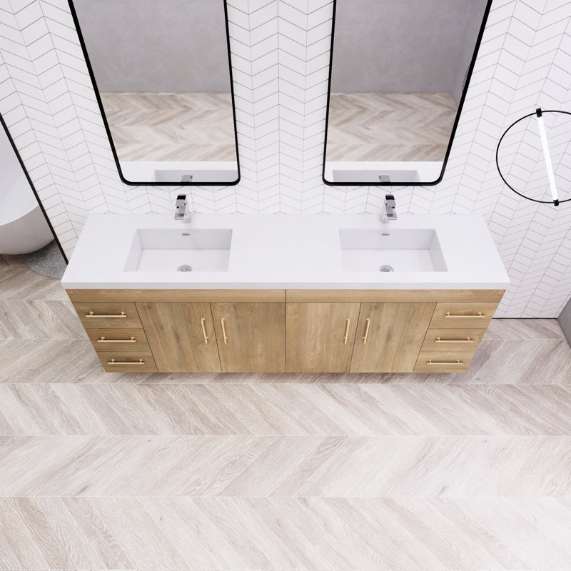 Ensemble de meuble-lavabo double 84 po Irline, Chêne