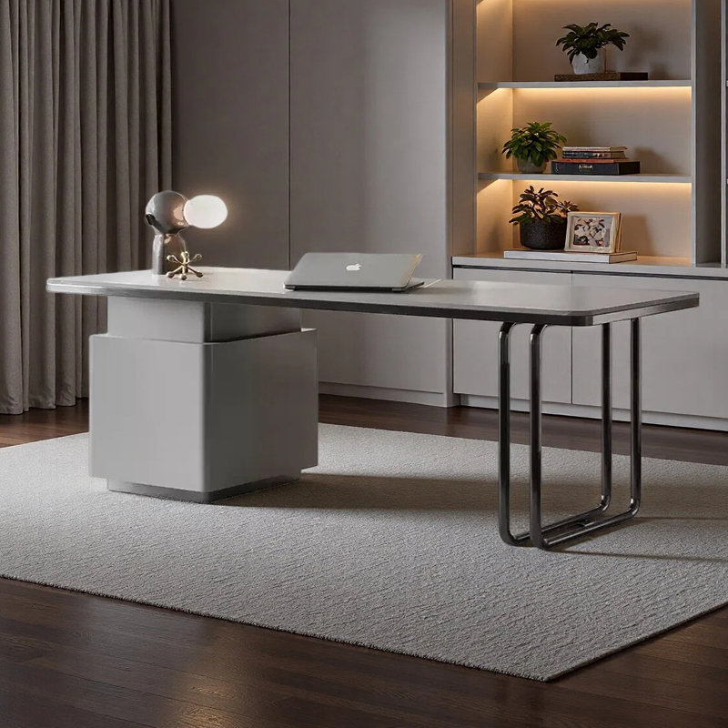 Bureau minimaliste de style italien, Noir, H 29,53 po x l 62,99 po x P 27,56 po