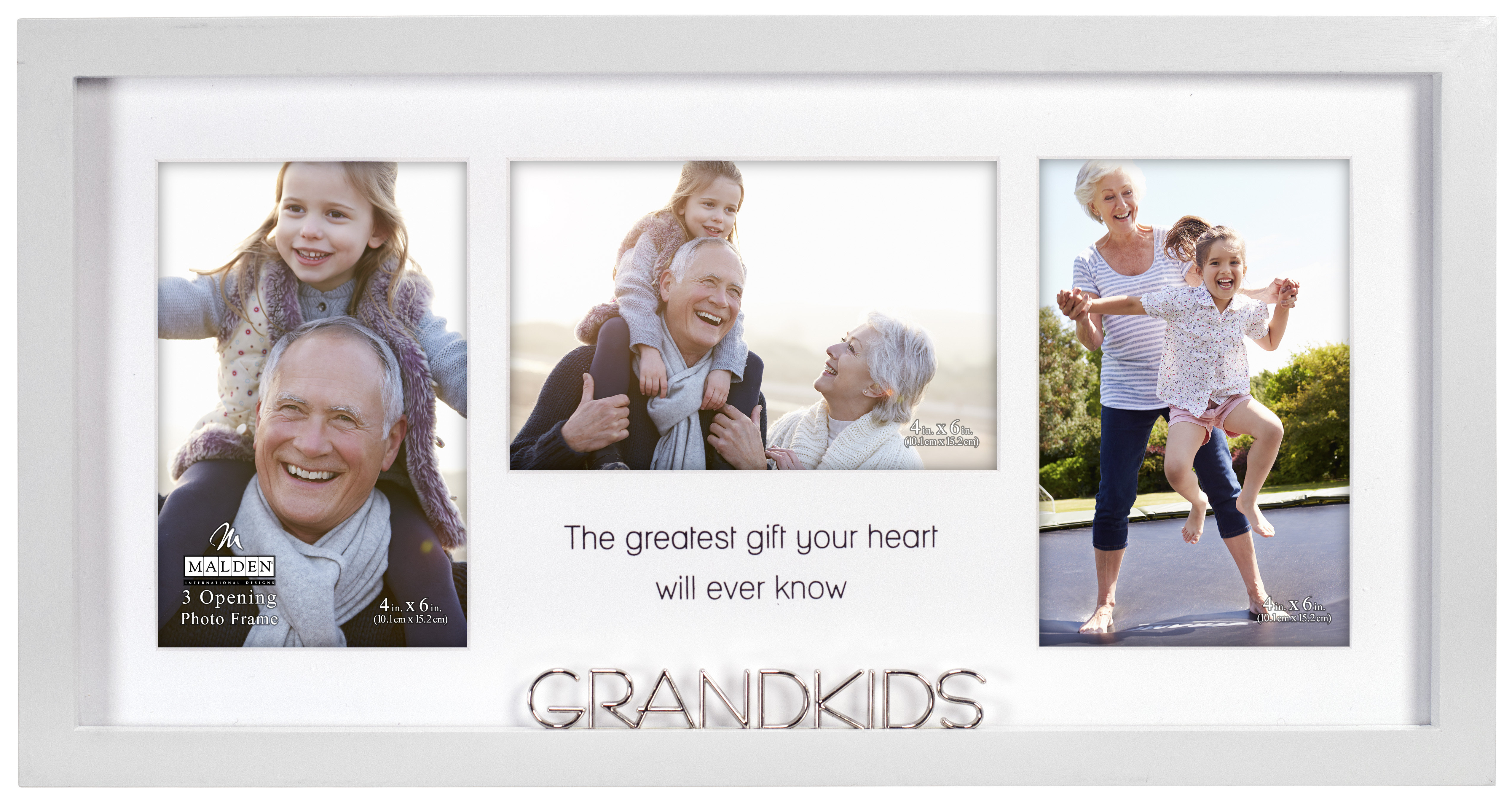 Malden Love My Grandkids Gray Collage Wall Picture Frame 4-Opening