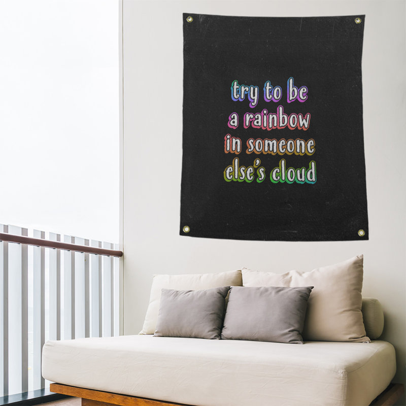 Tableau noir de polyester try to be the arc-en-ciel tapisserie, H 36 po x l 26 po, Arc-en-ciel