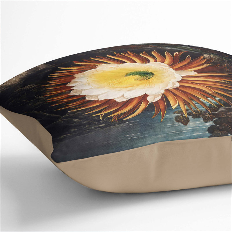 Floral Square Throw Cushion, 55cm H x 55cm W x 20cm D, Stone
