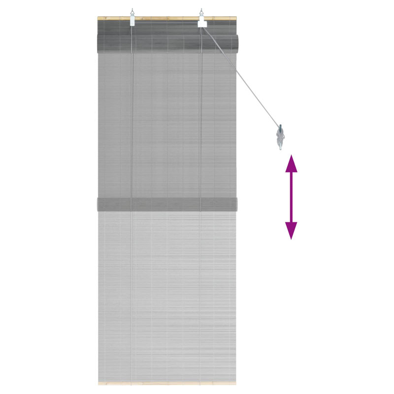 Bamboo Roller shade, Grey, 60 cm W x 160 cm L