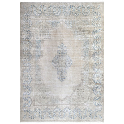 Tapis gris clair et gris de haute qualité noué à la main