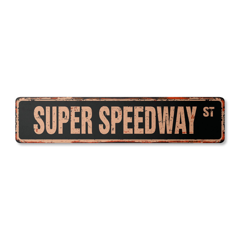 Plaque de rue Super Speedway en aluminium 4 po x 18 po