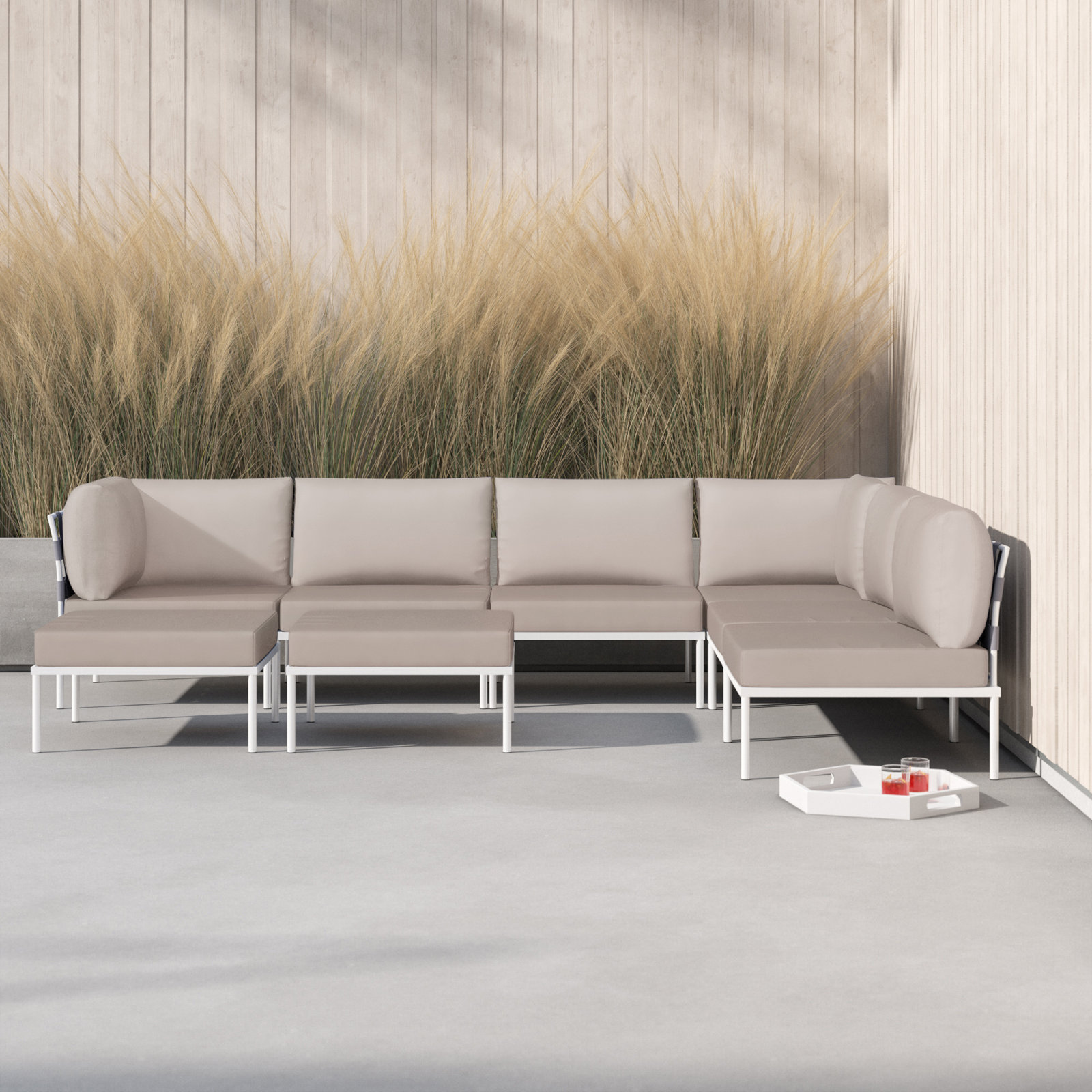 Harmony 198" Patio Sectional, Beige
