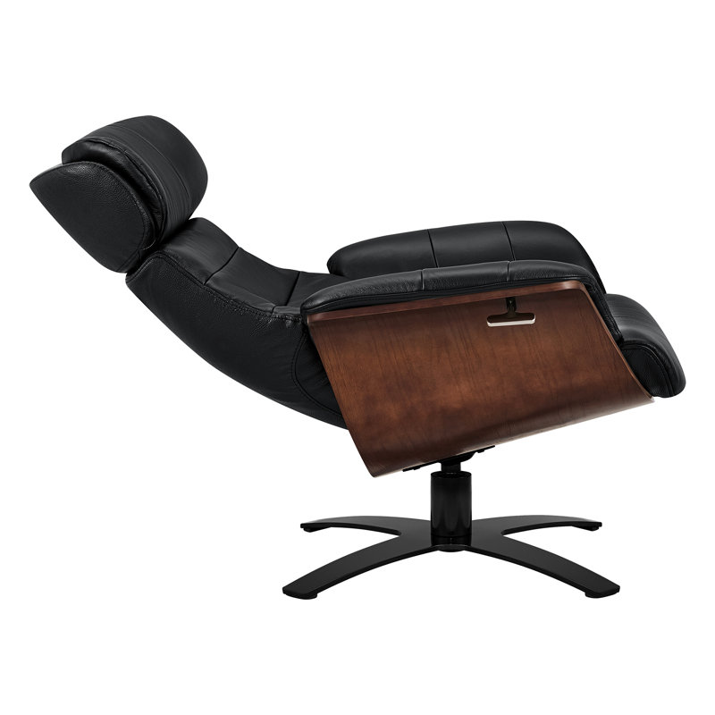 Fauteuil inclinable électrique pivotant en cuir véritable, Black