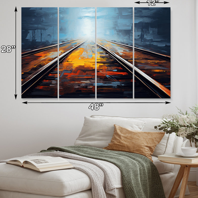 Train Serene Railways Track - 4 Piece Wrapped Canvas Print