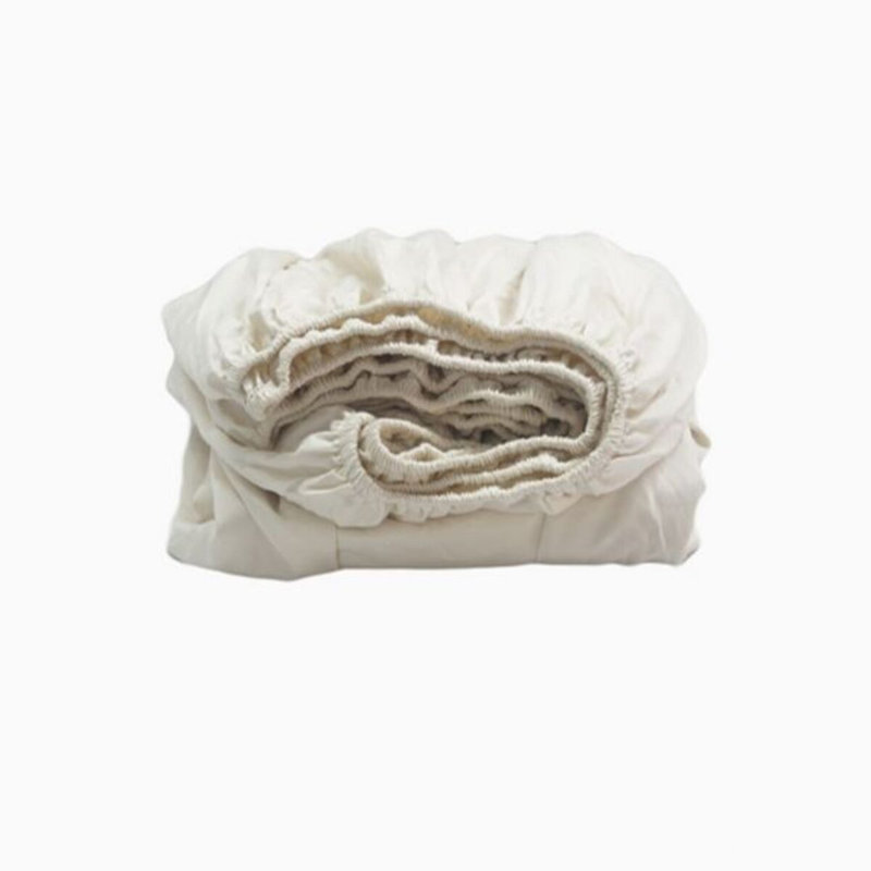 400TC Sateen Solid Cotton Fitted Sheet Fits Upto 12" Deep Pocket, Twin Fitted Sheet, Ivory
