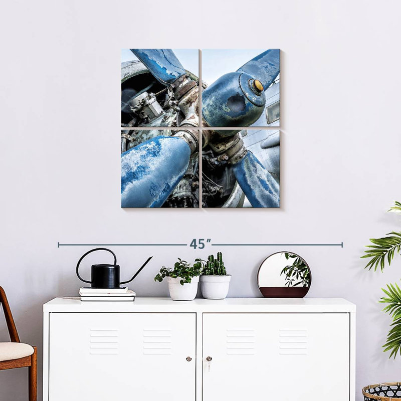 Bleu, vieille hélice, H 26 po x l 26 po