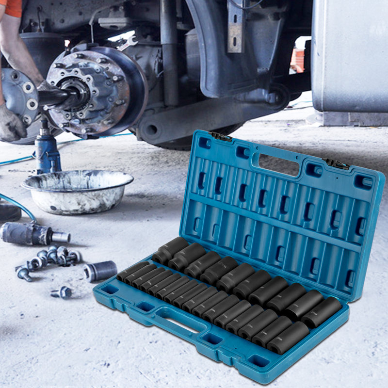 Impact Socket Set 1/2 Inches 26 Piece Impact Sockets, Deep Socket