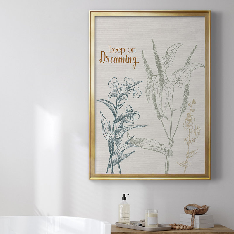 «Keep On Dreaming», toile encadrée de qualité supérieure - prête à être accrochée, Or, H 42,5 po x l 30,5 po
