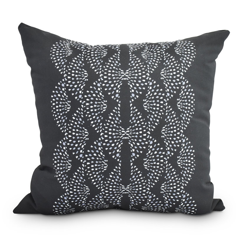 Fickle Florals Geometric Indoor/Outdoor Reversible Throw Pillow, Black, 16" x 16"
