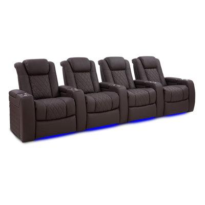 Upholstered Home Theater Seating with Cup Holder