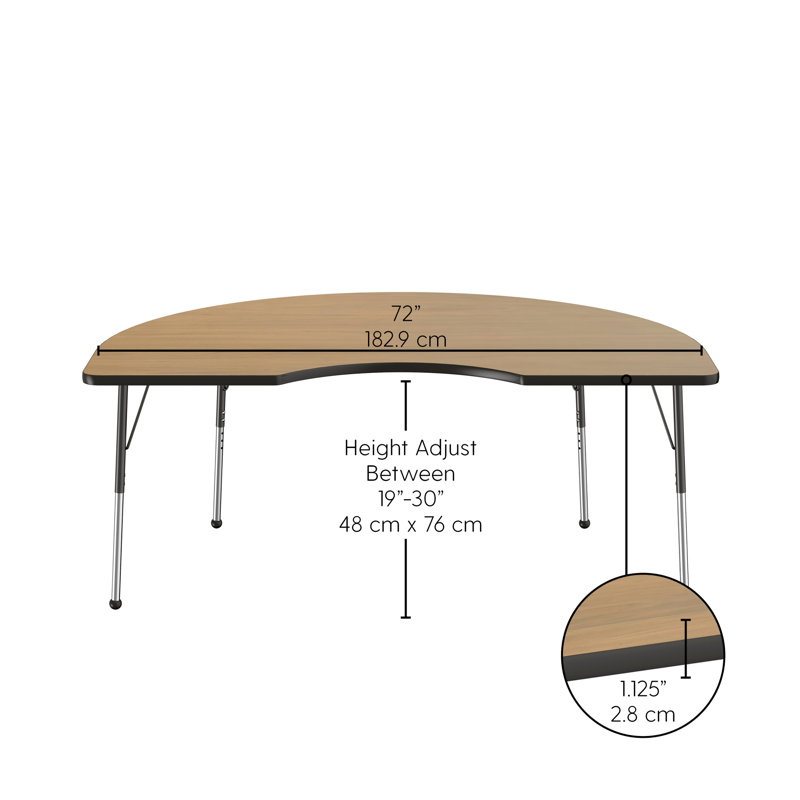 Table d'activité 48 "x 72" avec moulures en T et pieds réglables, Chêne Pasadena / noir, Standard Ball Glide