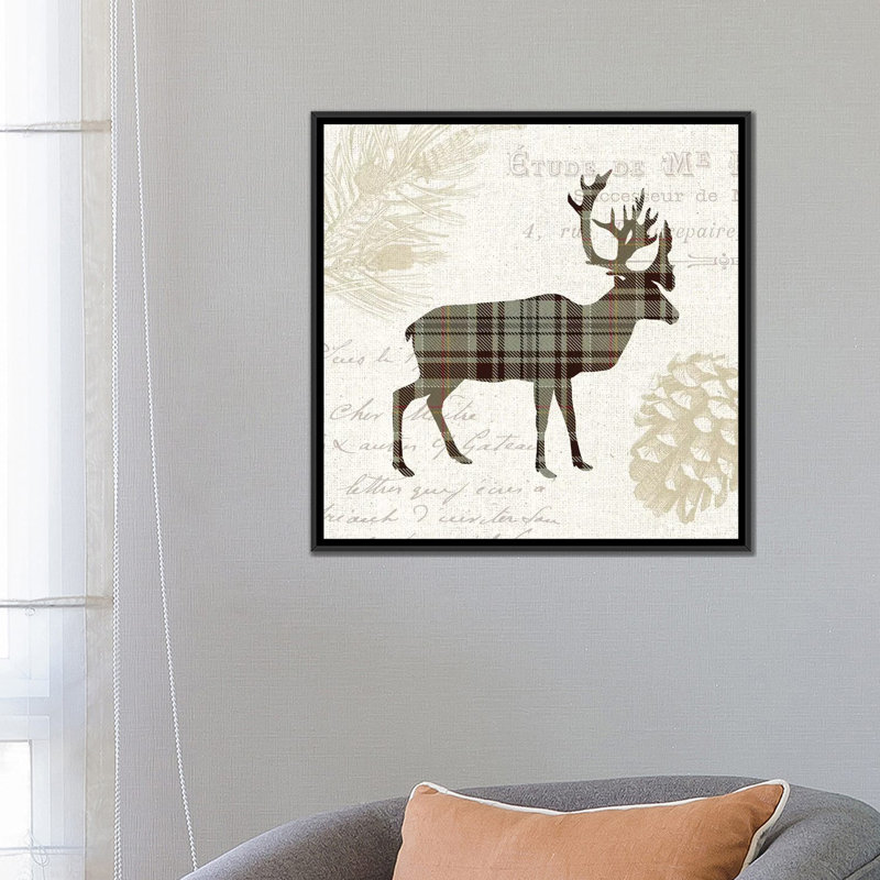 « écossais pose, brun clair i », impression sur toile, H 37 po x l 37 po x P 1,5 po, Toile avec cadre noir, Pas de tapis