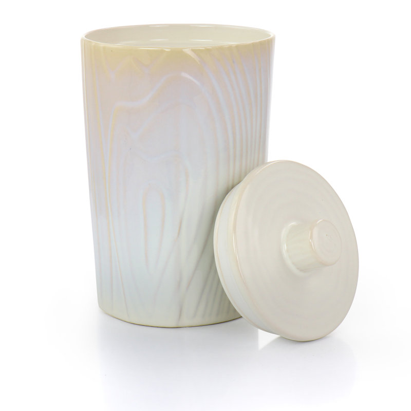 White Ceramic Round Food Storage Canister with Lid