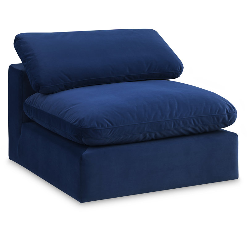Fauteuil l 40 po, Velours bleu marine