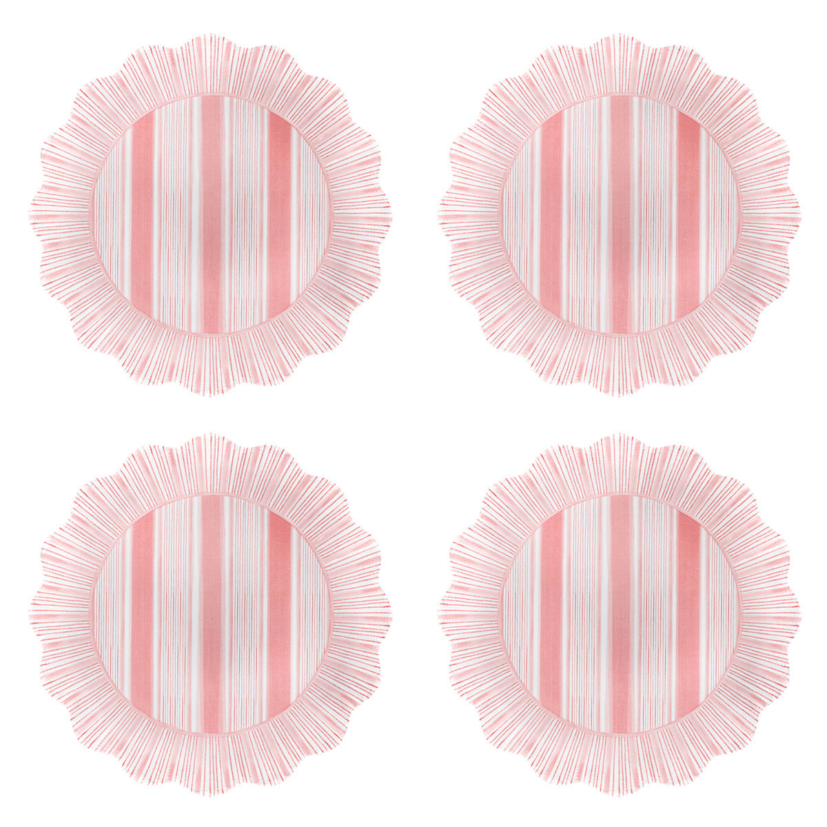 Cabana Stripe Melamine Dessert/Salad Plates, Coral