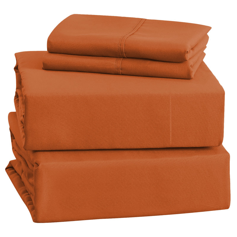 Ensemble de draps en microfibre brossée douce Hotel Luxury avec draps et taies d'oreiller très doux, Orange