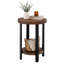 Table de bout ronde 20 po en pin massif avec tablette ouverte