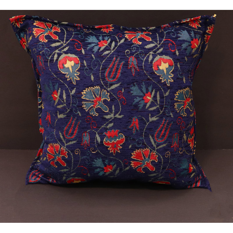 Coussin rectangulaire en chenille, Bleu marine