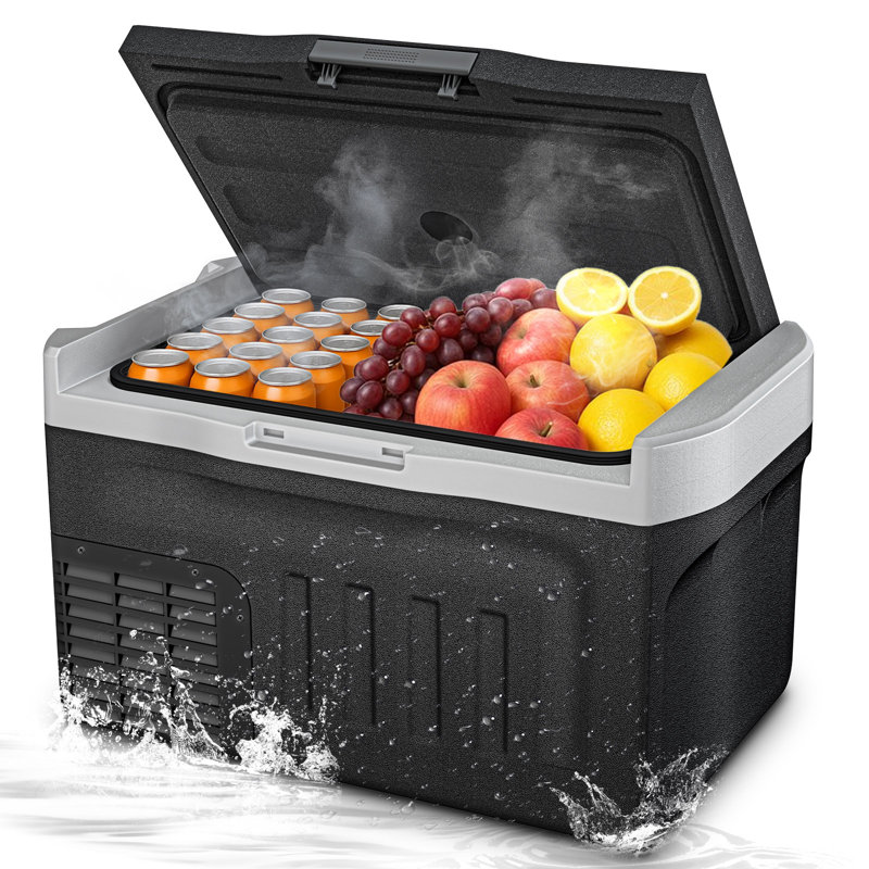 12V Refrigerator, Electric Cooler, 12V/24V DC 110~240V AC Car Fridge, Portable Refrigerator for Vehicles RV Truck Jeep SUV Van Boat Camping Tailgating Road Trip Outdoor Travel, Black