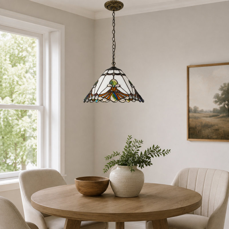 Tiffany-style Stained Glass Pendant Light With E26 Socket