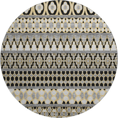 Premium Machine Washable Prisco Charcoal Rug