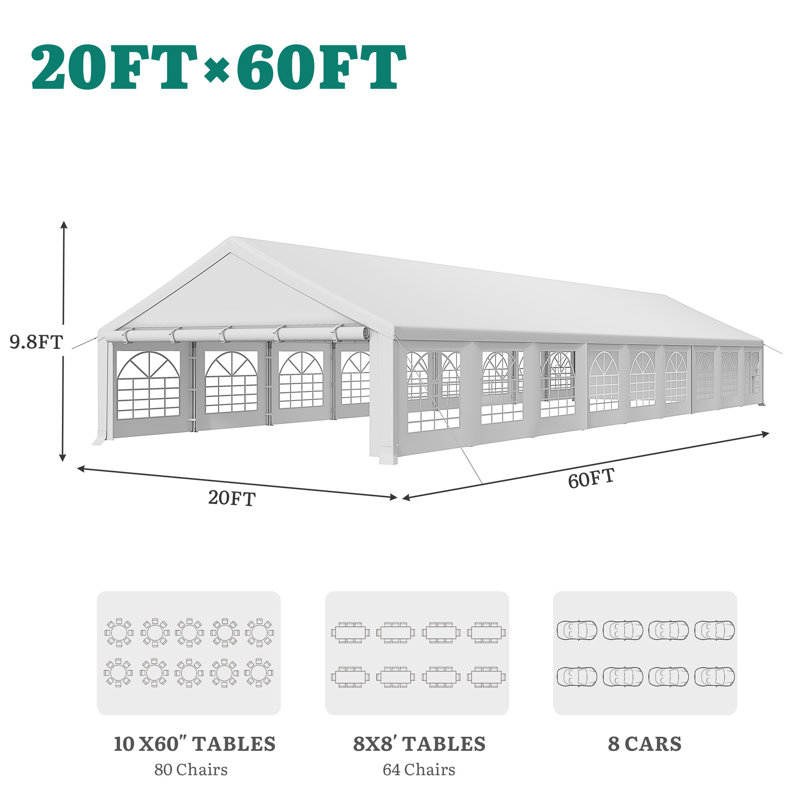 Balconera Heavy Duty Party Tent Canopy, 20 X 60 Ft, 20 ft. W x 60 ft. D