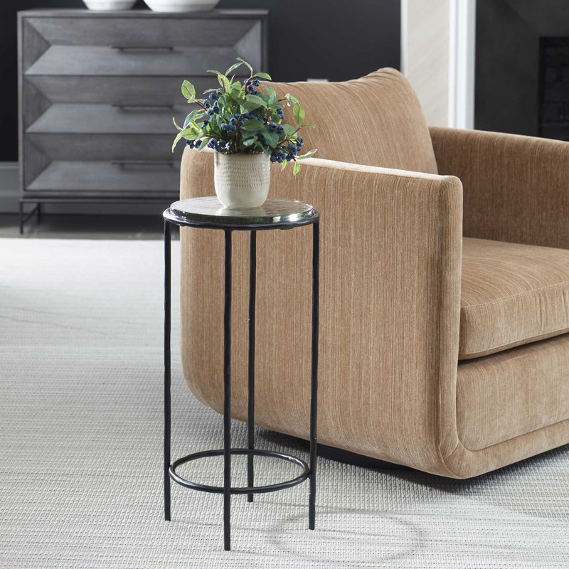 Table de bout en fer, Plateau noir / base noire