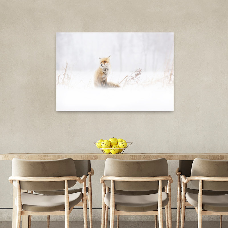 «Red Fox in Winter Snow Elegant Peaceful Serene Fox Landscape Nature», reproduction d'art murale, 24" H x 36" W