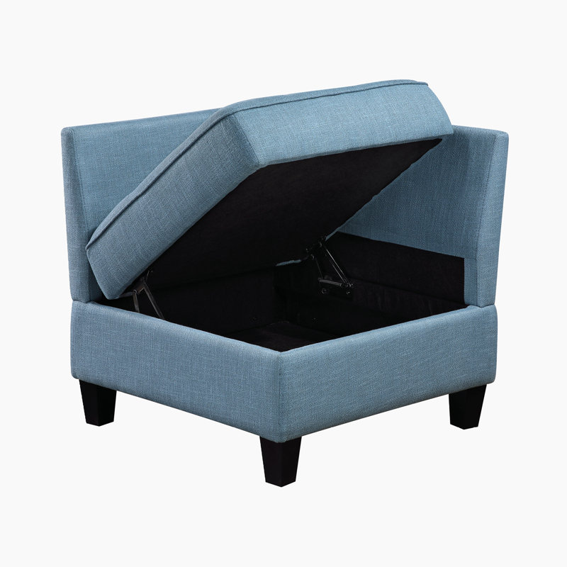 Chaise de coin modulaire moderne Mid-Century de 26 po Veline avec revêtement en tissu texturé, rangement dissimulé sous le siège, détails capitonnés